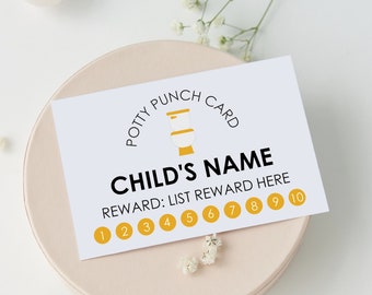 Printable Potty Punch Card - INSTANT DOWNLOAD - EDITABLE Text - Children's reward system, Reward Chart, Potty Training Reward System, Toilet
