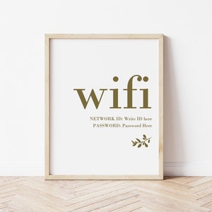 Wifi Password Sign 8X10 Printable - INSTANT DOWNLOAD - EDITABLE Text, You Personalize - Airbnb Signs, Wifi Sign, Airbnb Welcome Wifi Sign