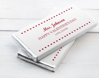 Carta per barrette di cioccolato di San Valentino - DOWNLOAD IMMEDIATO, MODIFICABILE, carta per barrette di cioccolato personalizzata e stampabile per San Valentino, regalo per insegnanti