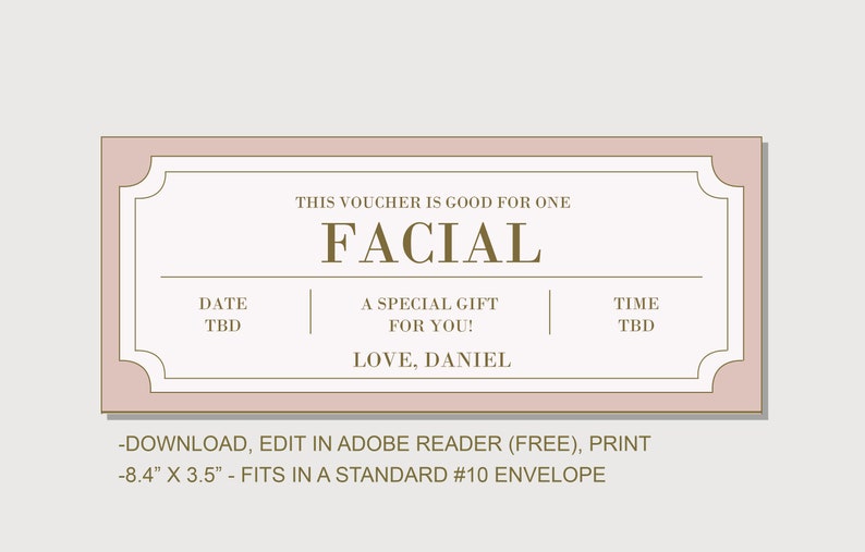 Facial Coupon Voucher INSTANT DOWNLOAD EDITABLE Text | Etsy