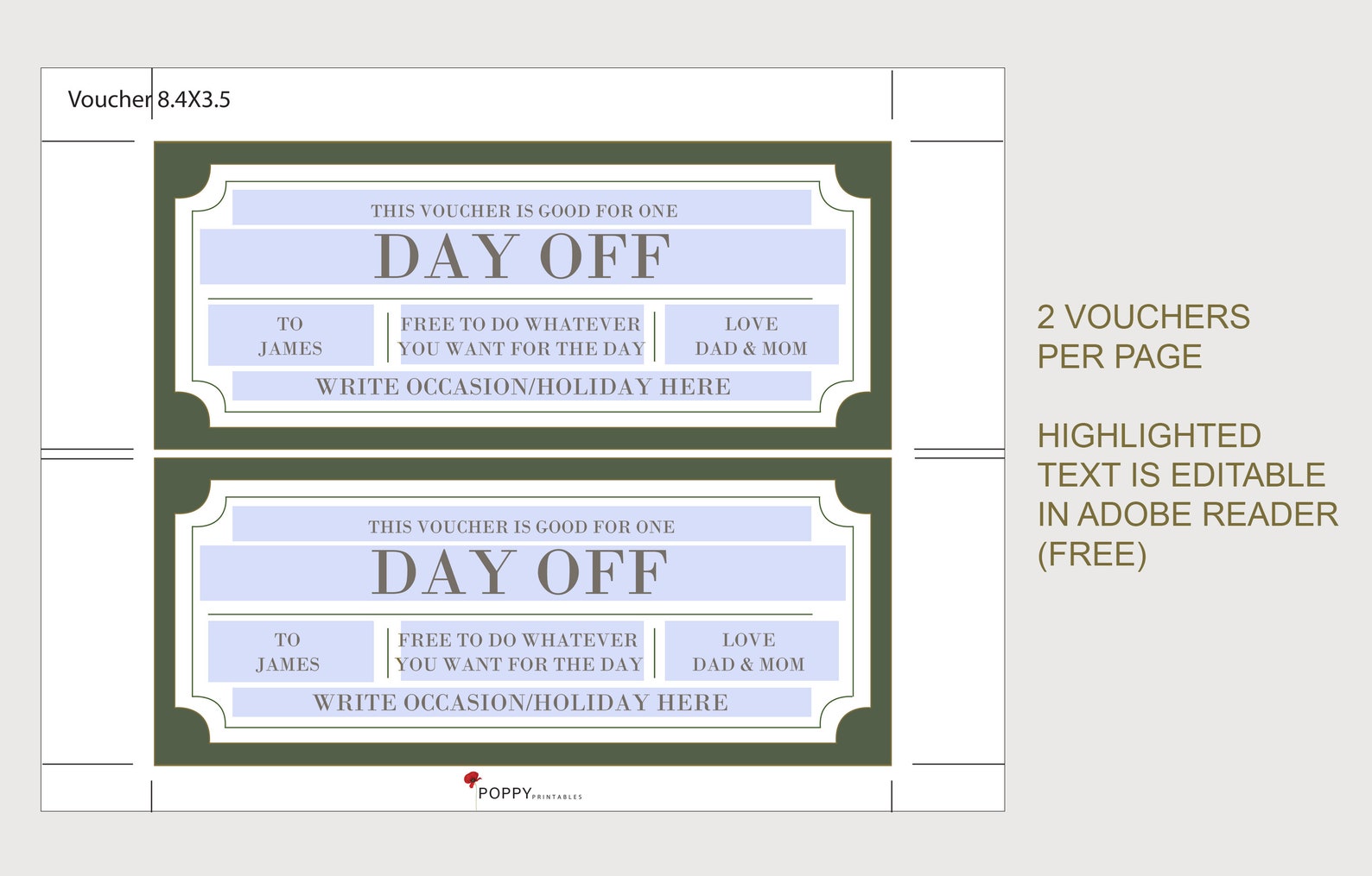 Day off Coupon Certificate INSTANT DOWNLOAD EDITABLE Text Etsy Day off Coupon Certificate INSTANT DOWNLOAD EDITABLE Text Etsy