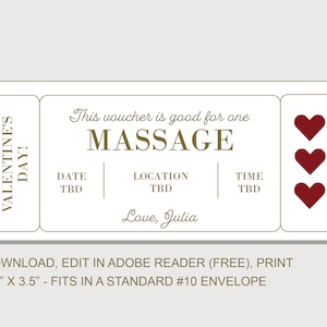 Valentine's Day Massage Gift Voucher - INSTANT DOWNLOAD - EDITABLE Text ...