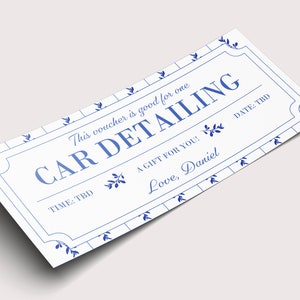 Cupón de descuento para el cuidado del automóvil - DESCARGA INSTANTÁNEA - Texto EDITABLE - Imprimible, personalizado, certificado, cumpleaños, aniversario, graduación