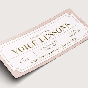 Voucher stemlessen - INSTANT DOWNLOAD - BEWERKBARE tekst - afdrukbaar, gepersonaliseerd, ticket, certificaat, verjaardag, cadeau, zang