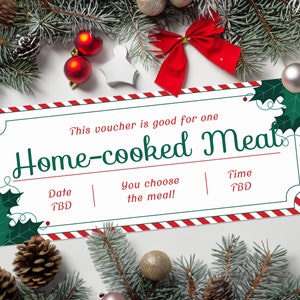 Home Cooked Meal Coupon Gift Certificate  - INSTANT DOWNLOAD - EDITABLE Text - meal coupon, homecooked meal coupon, homemade meal coupon