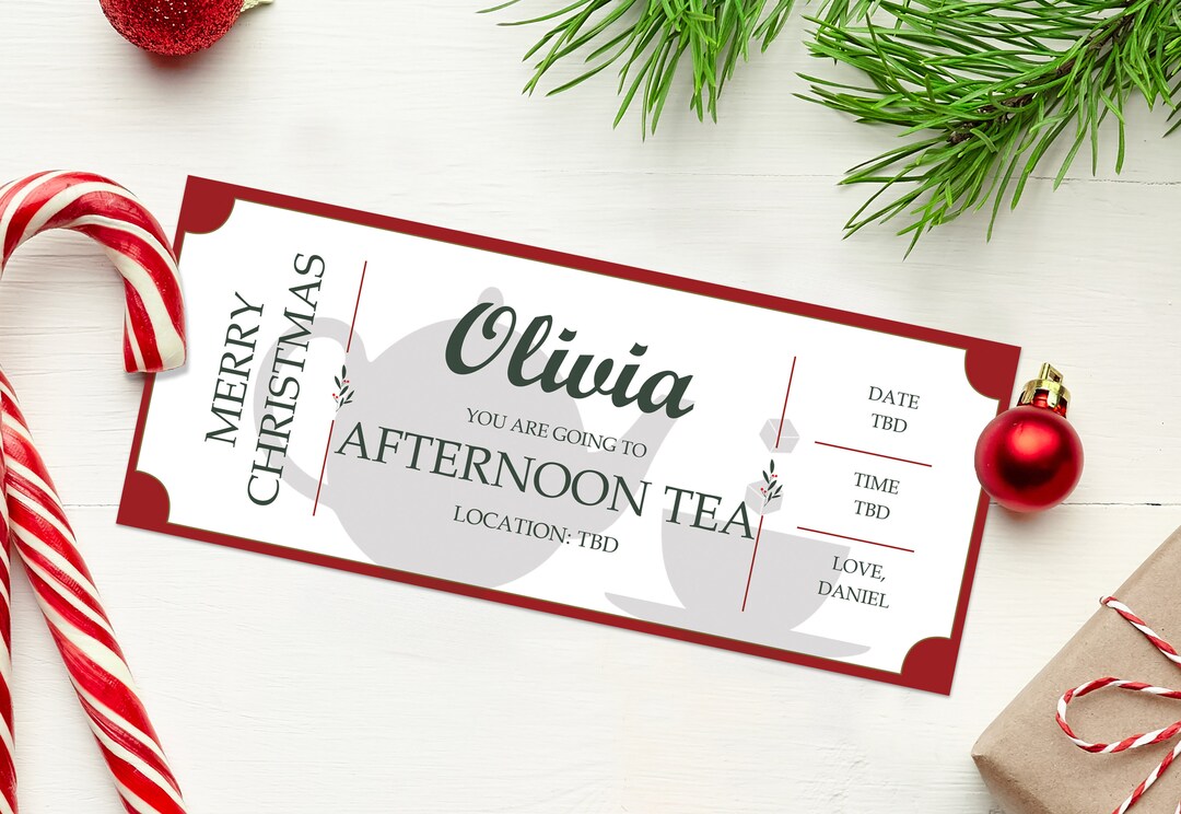 Printable Afternoon Tea Voucher INSTANT DOWNLOAD EDITABLE Text