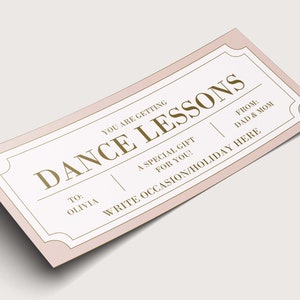 Cupón de descuento para clases de baile - DESCARGA INSTANTÁNEA - Texto EDITABLE - Imprimible, personalizado, boleto, certificado, cumpleaños, regalo, clase,