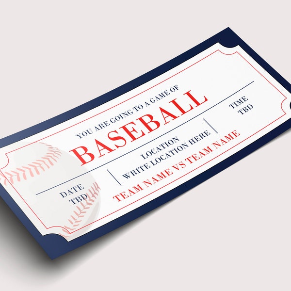 Baseball Game Gift Certificate Coupon  - INSTANT DOWNLOAD - EDITABLE Text - Printable, Personalized, Ticket ,Birthday, Baseball gift voucher