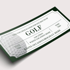 Golf  Gift Certificate Coupon  - INSTANT DOWNLOAD - EDITABLE Text - Printable, Personalized, Ticket ,Birthday, Father's Day golf gift, Dad