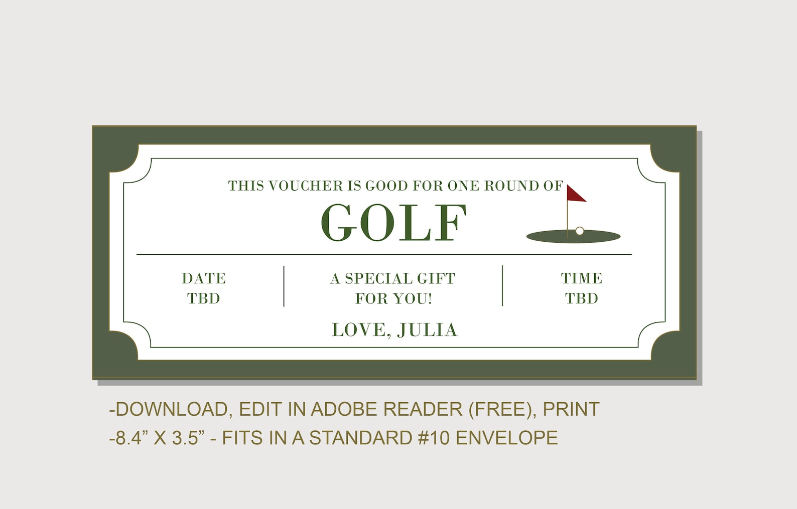 Golf Gift Certificate Coupon INSTANT DOWNLOAD EDITABLE Etsy
