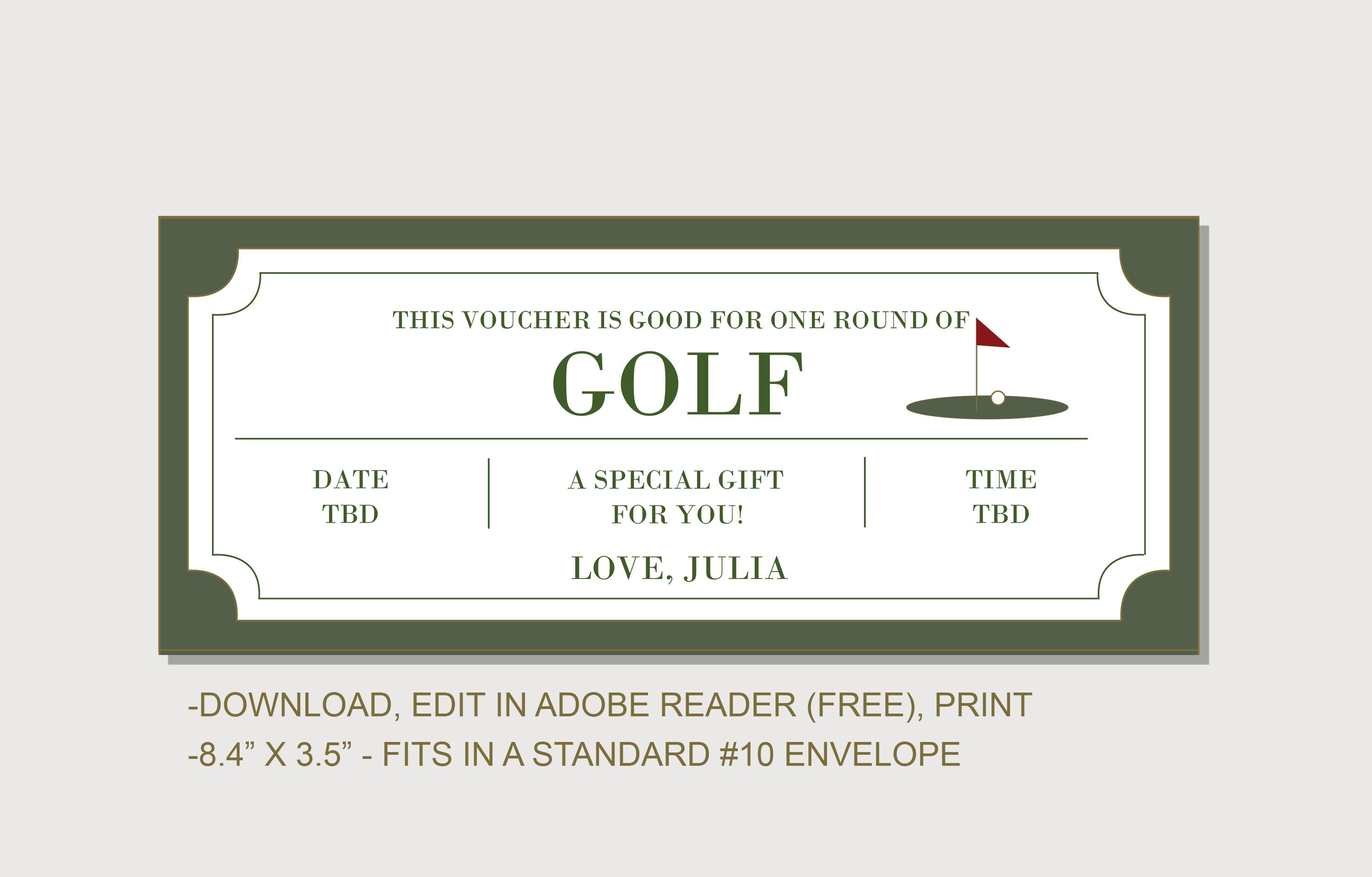 Golf Gift Certificate Coupon INSTANT DOWNLOAD EDITABLE Etsy