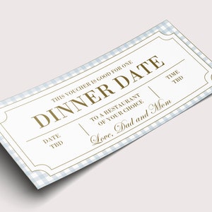 Cupón de descuento para cena - DESCARGA INSTANTÁNEA - Texto EDITABLE - Imprimible, personalizado, boleto, certificado, cumpleaños, cupón, aniversario