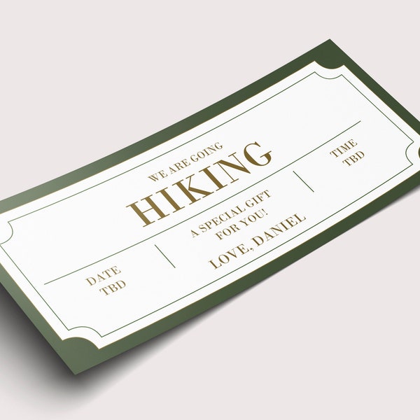 Hiking Coupon Gift Certificate  - INSTANT DOWNLOAD - EDITABLE Text - Printable, Personalized, Birthday, Anniversary, Hiking gift for him