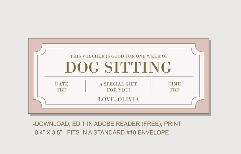 Dog Sitting Coupon Voucher INSTANT DOWNLOAD EDITABLE Text Etsy Dog Sitting Coupon Voucher INSTANT DOWNLOAD EDITABLE Text Etsy