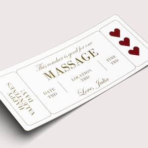 Vale de regalo para masajes de San Valentín - DESCARGA INSTANTÁNEA - Texto EDITABLE - Imprimible, Amor, Personalizado, Boleto, Certificado, Cupón, Corazón