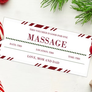 Christmas Massage Gift Voucher  - INSTANT DOWNLOAD - EDITABLE Text - Christmas massage gift certificate, printable massage gift certificate
