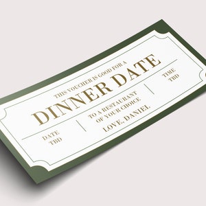 Plantilla de certificado de regalo para cena - DESCARGA INSTANTÁNEA - Texto EDITABLE - Imprimible, personalizado, cumpleaños, aniversario, día del padre