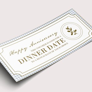 Cadeaubon verjaardag diner datum - INSTANT DOWNLOAD - BEWERKBARE tekst - afdrukbaar, 1-jarig jubileumcadeau voor vriend, verjaardagscadeau