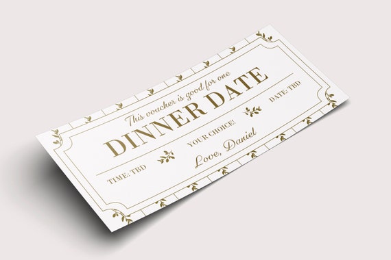 Dinner Date Coupon Voucher INSTANT DOWNLOAD EDITABLE Text | Etsy