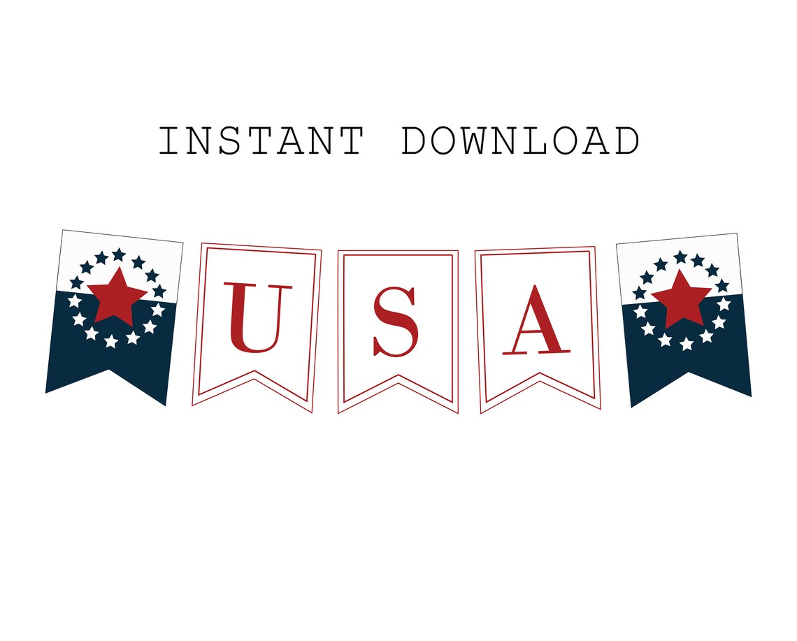 USA Banner Printable instant DOWNLOAD Non-Editable Text | Etsy