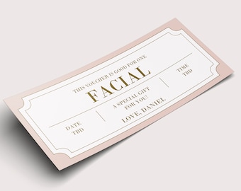 Facial Coupon Voucher  - INSTANT DOWNLOAD - EDITABLE Text - Printable, Personalized, Ticket, Certificate, Birthday, Anniversary, Mother's Da