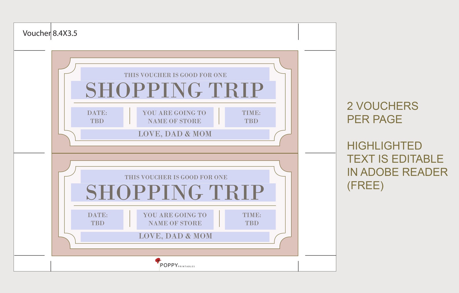 Shopping Trip Coupon Certificate INSTANT DOWNLOAD EDITABLE - Etsy