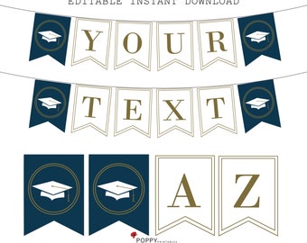 Graduation Printable Banner - INSTANT DOWNLOAD - EDITABLE Text, You Personalize - Graduation Party, Banner, Sign, Congrats, Celebration