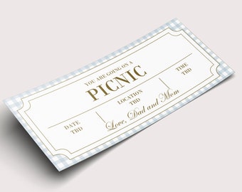 Picnic Coupon Voucher Printable - INSTANT DOWNLOAD - EDITABLE Text, Personalized, Birthday Picnic Date Coupon Gift, Anniversary Picnic