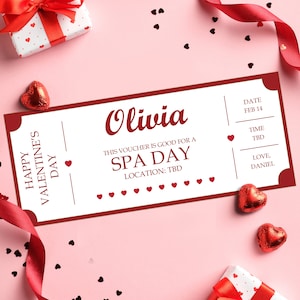 Valentinstag Spa Day Gutschein - SOFORTIGER DOWNLOAD - EDITIERBARER Text - Druckbarer Spa-Gutschein, Spa-Tageskarte, Spa-Tagesgutschein, Spa-Zertifikat