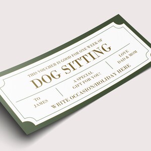 Bonbon hondenoppas - INSTANT DOWNLOAD - BEWERKBARE tekst - afdrukbaar, gepersonaliseerd, ticket, certificaat, verjaardag, cadeau, jubileum