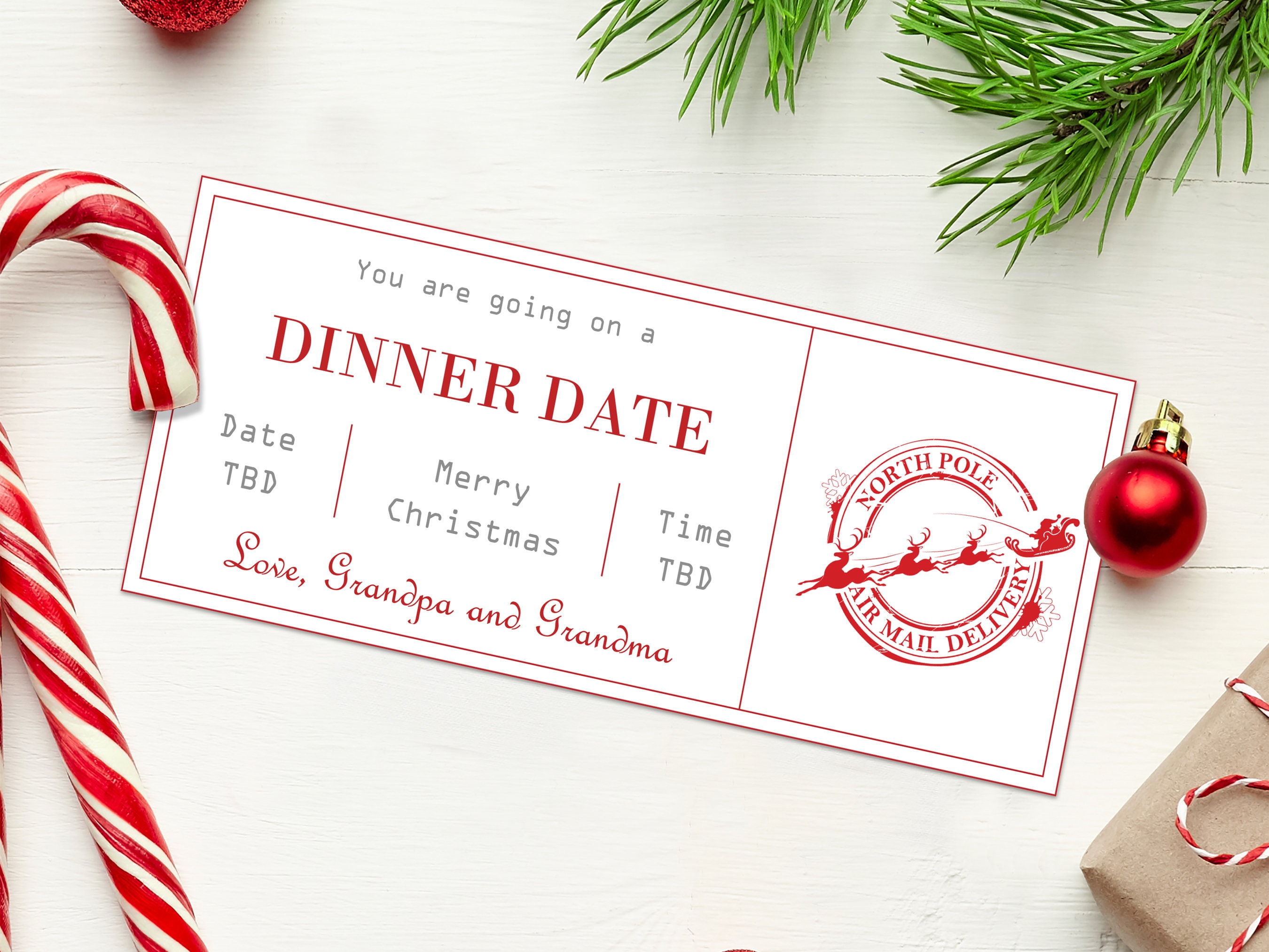 Christmas Dinner Date Gift Voucher INSTANT DOWNLOAD - Etsy.de