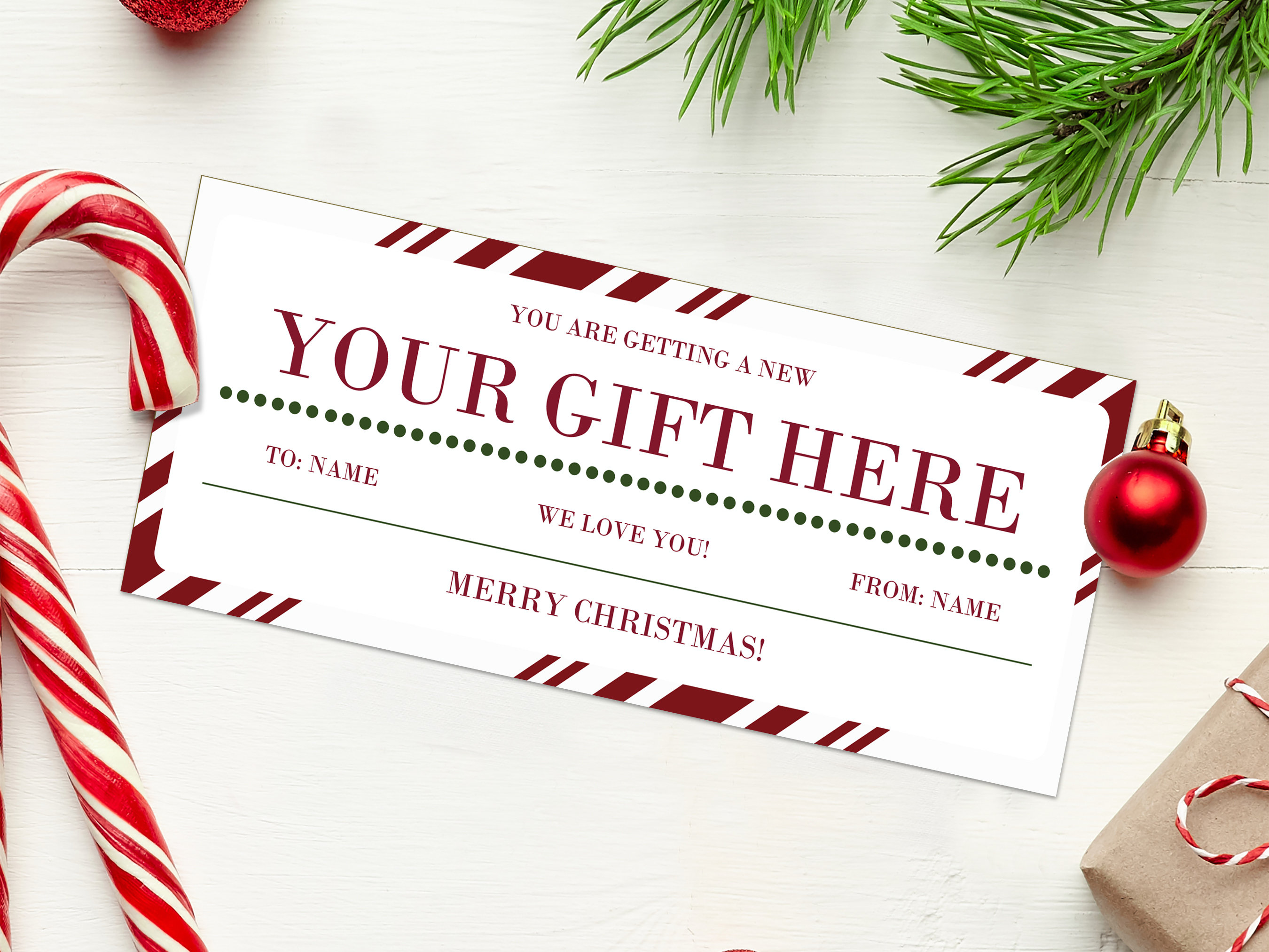 christmas your gift here certificate coupon - instant download
