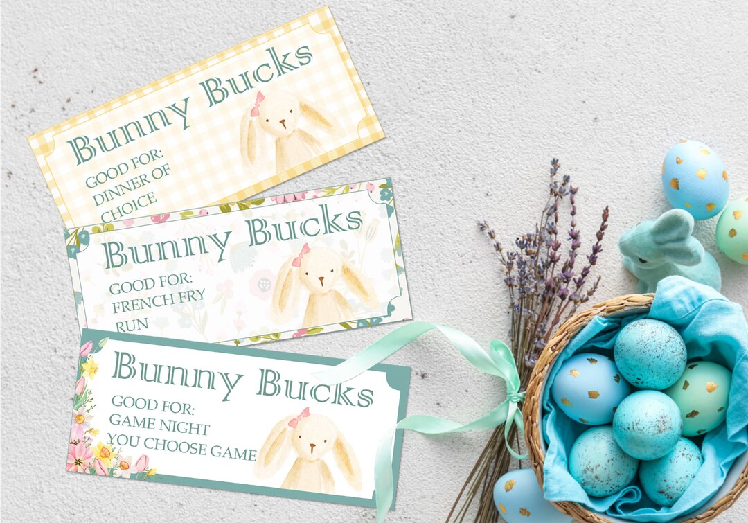 Bunny Bucks Printables INSTANT DOWNLOAD EDITABLE Text Non Food Easter