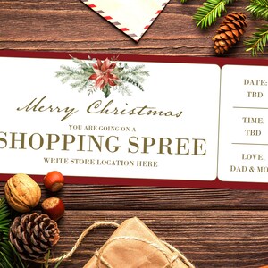 Christmas Shopping Spree Coupon Certificate INSTANT DOWNLOAD EDITABLE