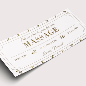 Massagecadeaubon - INSTANT DOWNLOAD - BEWERKBARE tekst - afdrukbaar, cadeau, gepersonaliseerd, ticket, certificaat, coupon, verjaardag, jubileum