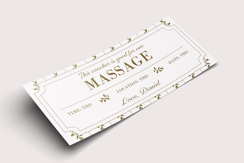 Massage Gift Voucher INSTANT DOWNLOAD EDITABLE Text Etsy