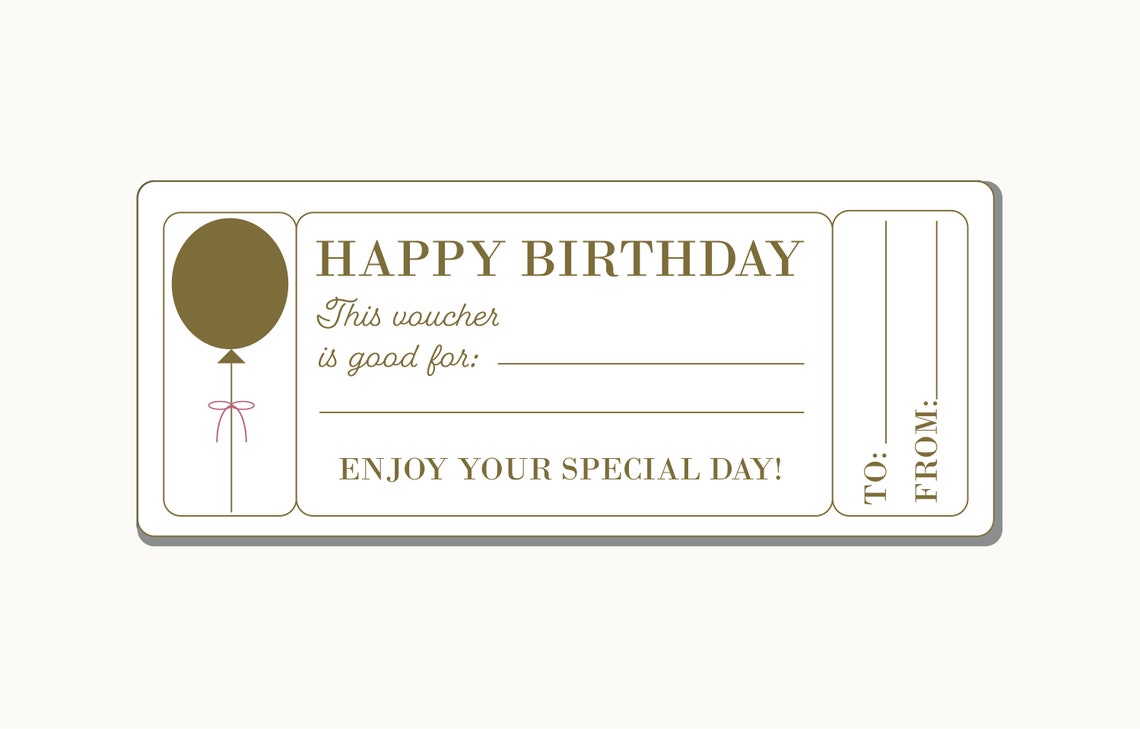 Birthday Coupon Voucher INSTANT DOWNLOAD | Etsy