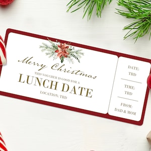 Christmas Lunch Date Coupon Gutschein - INSTANT DOWNLOAD - EDITIERBARER Text - Printable, Personalisiert, Lunch Gutschein, Lunch Date Gutschein