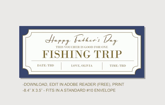 Fathers Day Fishing Trip Gift Certificate INSTANT DOWNLOAD EDITABLE Text  Printable, Personalized, Father's Day Gift Fishing, Last Min -  Canada