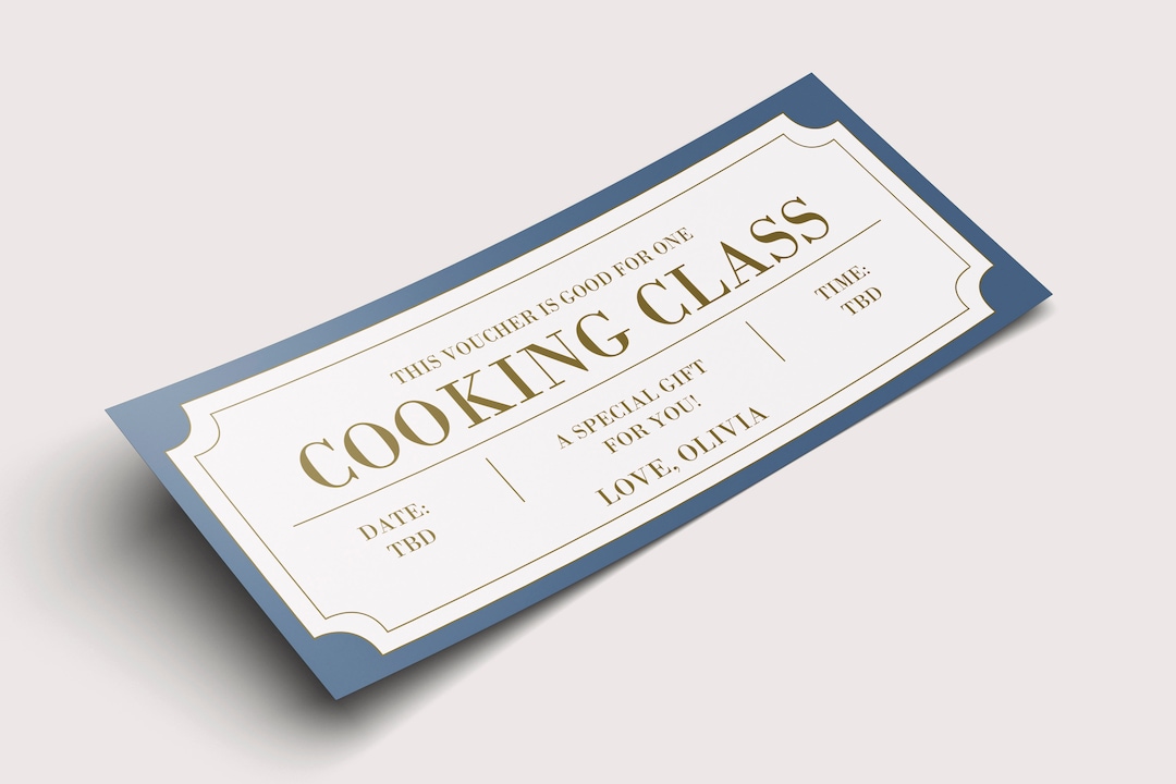Cooking Class Coupon Certificate INSTANT DOWNLOAD EDITABLE Text