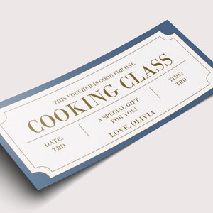 Cooking Class Coupon Certificate  - INSTANT DOWNLOAD - EDITABLE Text - Printable, Personalized, Cooking Gift for men, Cooking gift for women