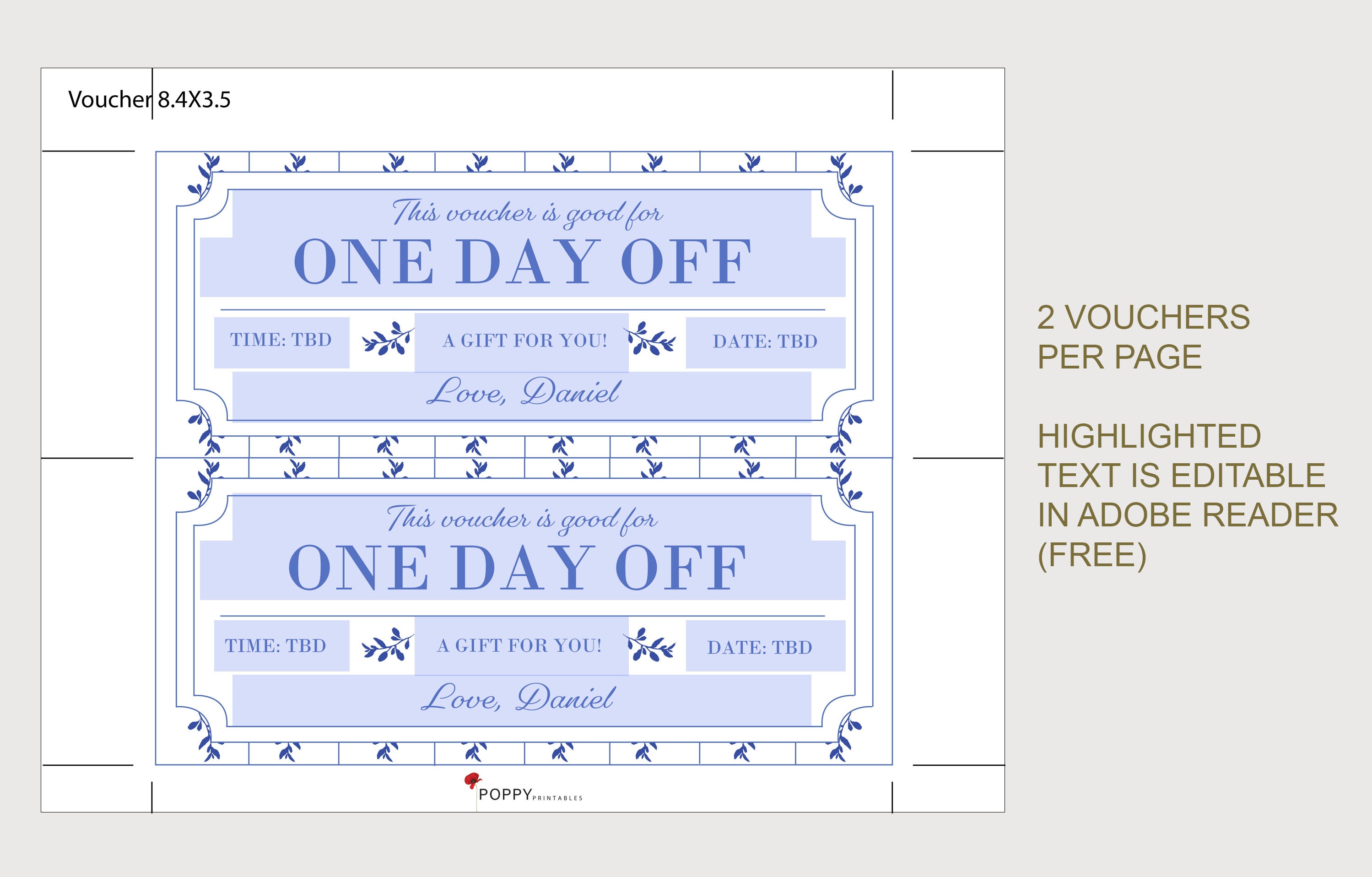 Day off Coupon Voucher INSTANT DOWNLOAD EDITABLE Text Etsy Day off Coupon Voucher INSTANT DOWNLOAD EDITABLE Text Etsy