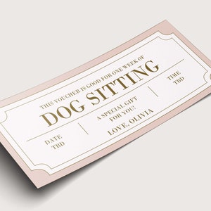 Cupón de cuidado de perros - DESCARGA INSTANTÁNEA - Texto EDITABLE - Imprimible, personalizado, boleto, certificado, cumpleaños, regalo, aniversario