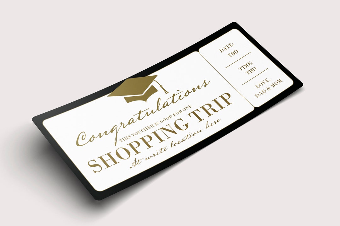 Graduation Shopping Trip Gift Coupon - INSTANT DOWNLOAD - EDITABLE Text ...