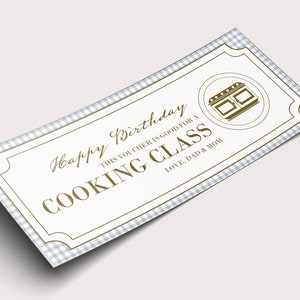 Birthday Cooking Class Coupon Certificate  - INSTANT DOWNLOAD - EDITABLE Text - Printable, Cooking Gift for men, Cooking gift for women,bake