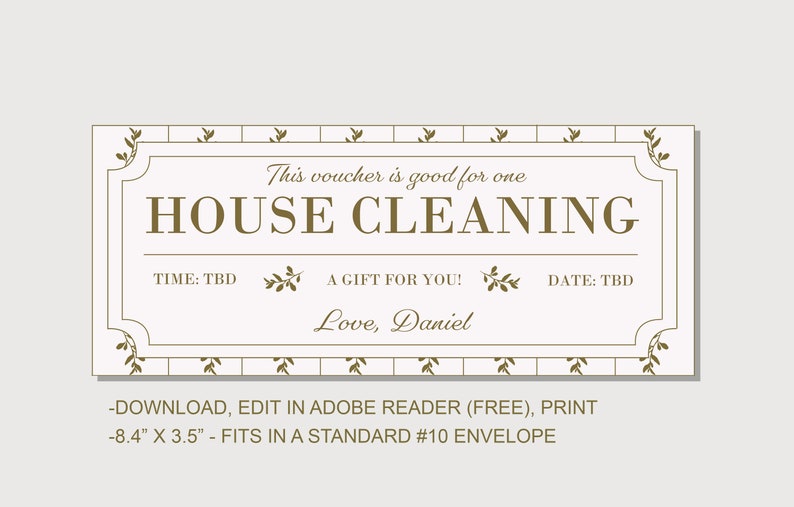 House Cleaning Coupon Voucher INSTANT DOWNLOAD EDITABLE Etsy