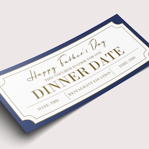 Cupón de regalo para la cena del Día del Padre - DESCARGA INSTANTÁNEA - Texto EDITABLE - Imprimible, personalizado, regalos del Día del Padre de la esposa