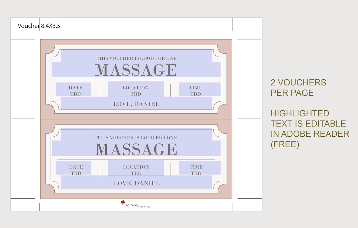 Massage Gift Voucher INSTANT DOWNLOAD EDITABLE Text - Etsy