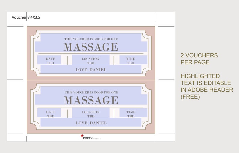 Massage Gift Voucher INSTANT DOWNLOAD EDITABLE Text - Etsy