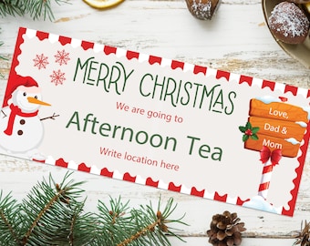 Christmas Afternoon Tea Voucher  - INSTANT DOWNLOAD - EDITABLE Text - Printable Afternoon Tea Voucher Christmas, Afternoon Tea Coupon Gift
